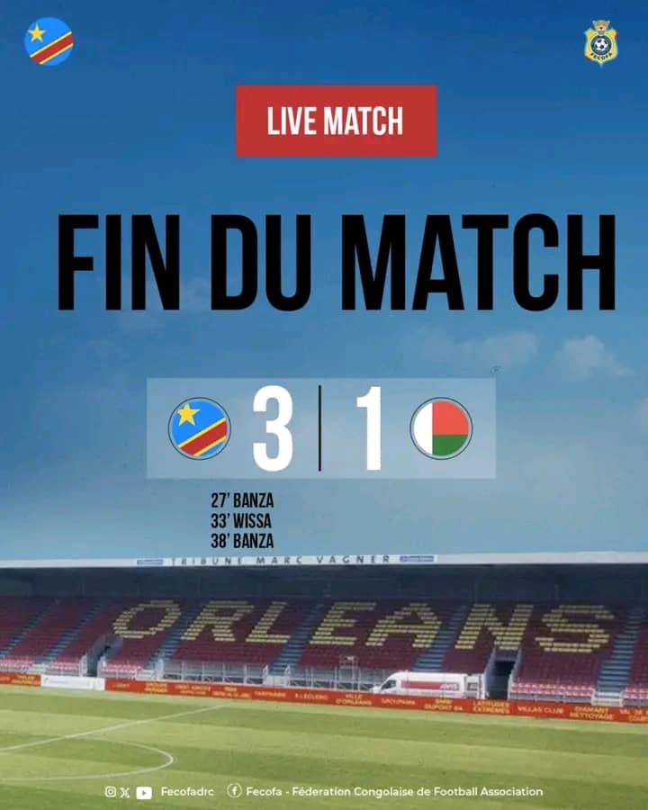 Préparatifs Mondial 2026 : Les Léopards dominent le Madagascar (3-1) grâce à Banza et&nbsp;Wissa.