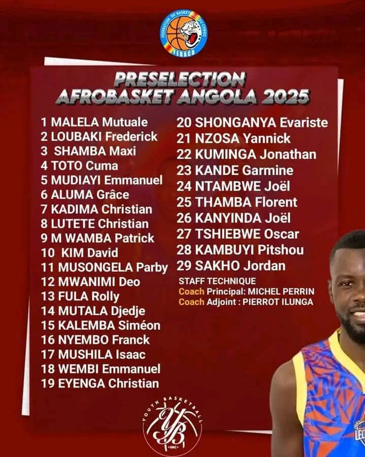 AfroBasket 2025 : 29 Léopards présélectionnés pour la RDC, préparation en deux phases