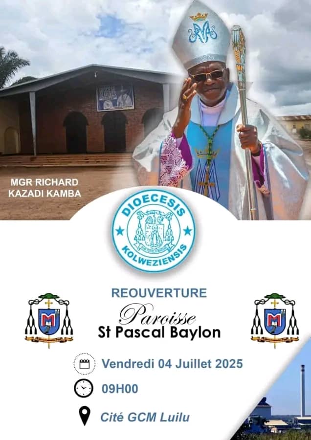 Kolwezi : La paroisse Saint Pascal Baylon de Luilu rouvre ses portes ce 4 juillet&nbsp;2025