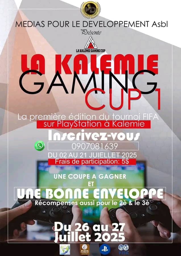 Tournoi FIFA sur PlayStation à Kalemie – 26 et 27 juillet&nbsp;2025